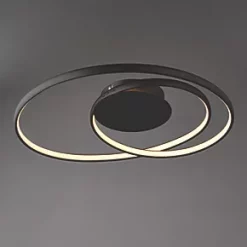 Quay Design Oasis LED Semi-Flush Light Matt Black 18W 490lm