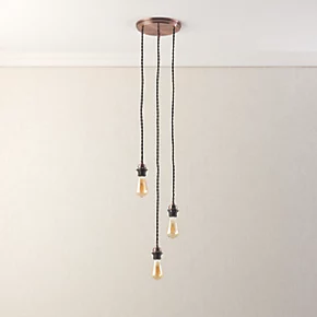 Quay Design Cable Set 3-Light Cable Set Pendant Antique Copper 3 Quay Design Cable Set 3-Light Cable Set Pendant Antique Copper