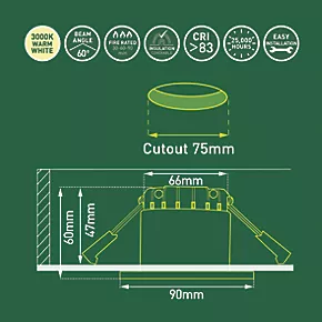 Luceco FType Fixed Fire Rated LED Downlight Matt White 4W 400lm 8 Luceco FType Fixed Fire Rated LED Downlight Matt White 4W 400lm - Image 6