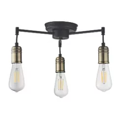 Quay Design Hyndman LED 3-Light Semi-Flush Ceiling Light Matt Antique Brass 6W 210lm -Indoor Lighting Sales Store 554VH A3