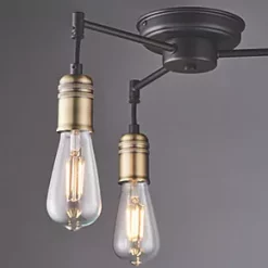 Quay Design Hyndman LED 3-Light Semi-Flush Ceiling Light Matt Antique Brass 6W 210lm -Indoor Lighting Sales Store 554VH A4