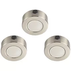 LAP Iris Round LED CCT Cabinet Downlight Satin Nickel 15W 3 x 400lm 3 Pack