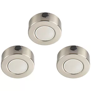 LAP Iris Round LED CCT Cabinet Downlight Satin Nickel 15W 3 x 400lm 3 Pack 3 LAP Iris Round LED CCT Cabinet Downlight Satin Nickel 15W 3 x 400lm 3 Pack