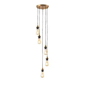 Quay Design Cable Set 5-Light Cable Set Pendant Antique Brass 4 Quay Design Cable Set 5-Light Cable Set Pendant Antique Brass - Image 2