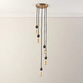Quay Design Cable Set 5-Light Cable Set Pendant Antique Brass 3 Quay Design Cable Set 5-Light Cable Set Pendant Antique Brass