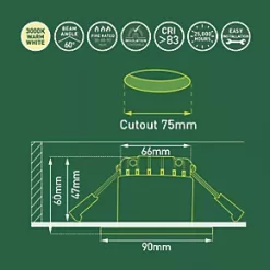 Luceco FType Fixed Fire Rated LED Downlight Matt White 4W 400lm 13 Luceco FType Fixed Fire Rated LED Downlight Matt White 4W 400lm -Indoor Lighting Sales Store 635JK A5
