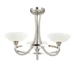 Quay Design Hayley LED 3-Light Semi-Flush Ceiling Light Satin Chrome 6W 200lm 10 Quay Design Hayley LED 3-Light Semi-Flush Ceiling Light Satin Chrome 6W 200lm -Indoor Lighting Sales Store 722VH A2