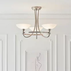 Quay Design Hayley LED 3-Light Semi-Flush Ceiling Light Satin Chrome 6W 200lm 11 Quay Design Hayley LED 3-Light Semi-Flush Ceiling Light Satin Chrome 6W 200lm -Indoor Lighting Sales Store 722VH A3