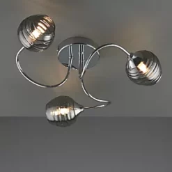 Quay Design Leonie LED 3-Light Semi-Flush Ceiling Light Chrome 6W 200lm