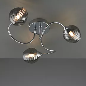 Quay Design Leonie LED 3-Light Semi-Flush Ceiling Light Chrome 6W 200lm 3 Quay Design Leonie LED 3-Light Semi-Flush Ceiling Light Chrome 6W 200lm