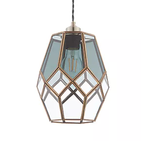 Quay Design Thames Antique Brass Metal & Glass Cage Pendant Shade 4 Quay Design Thames Antique Brass Metal & Glass Cage Pendant Shade - Image 2
