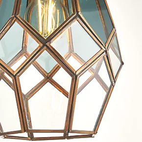 Quay Design Thames Antique Brass Metal & Glass Cage Pendant Shade 7 Quay Design Thames Antique Brass Metal & Glass Cage Pendant Shade - Image 5