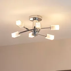 Quay Design Olivia LED 6-Light Semi-Flush Ceiling Light Chrome 12W 200lm